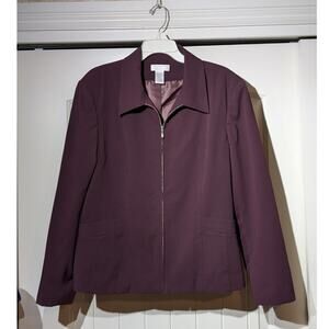 Worthington Works Stretch Separate Burgundy Fully Lined Blazer Womens Sz 18